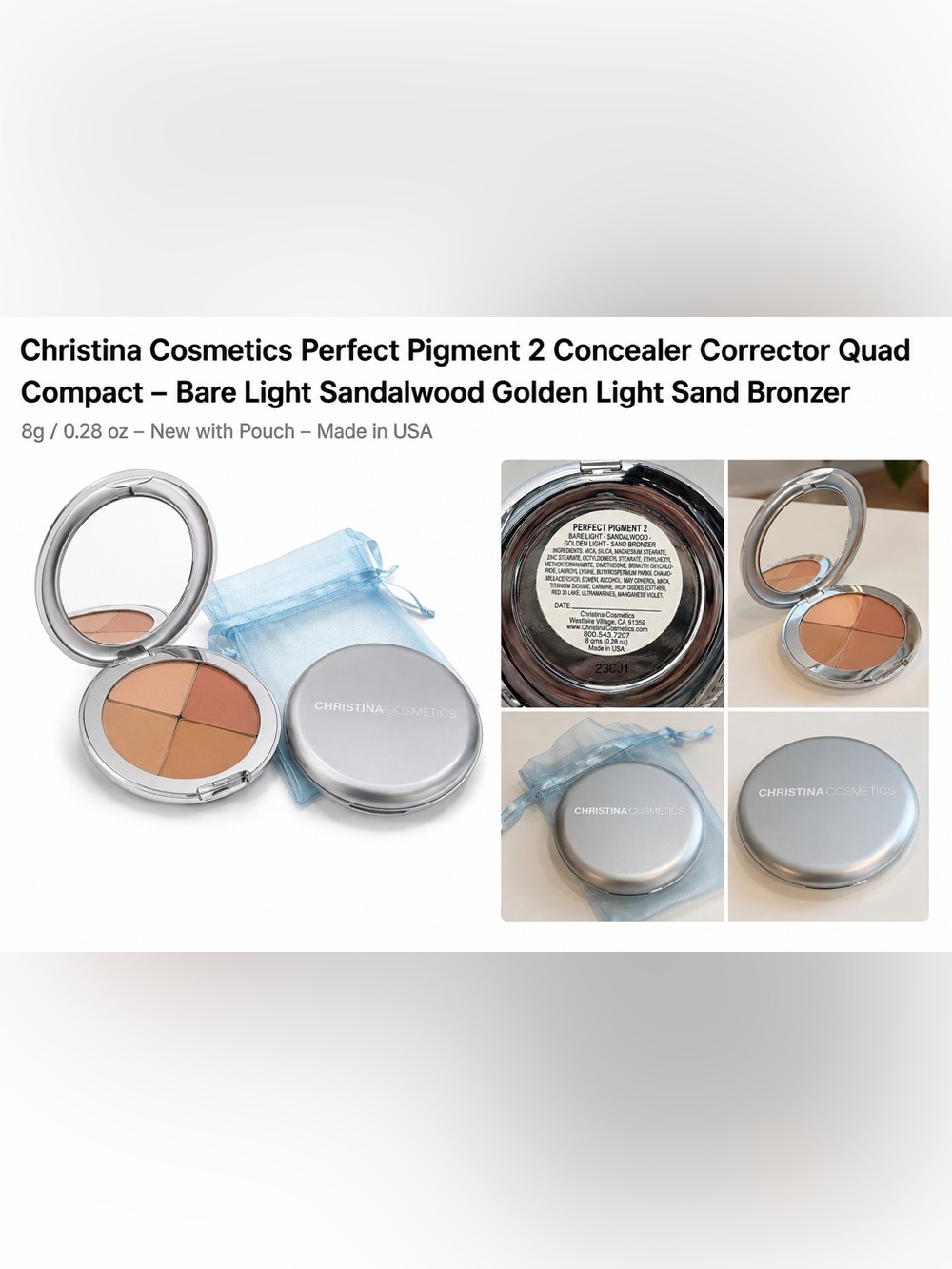 Christina Cosmetics Perfect Pigment 2 Face Palette Bronzer Concealer 8g 0.28oz
